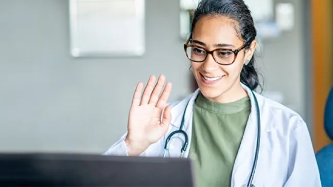 Healthcare professional doing an online consultation